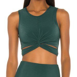 Onzie Front Twist Crop Top Bra Green Size Medium